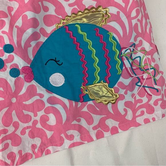 Mud Pie girls size 5t Pink Dress with Gold Accents lilly pink white fish beach n - Picture 6 of 7